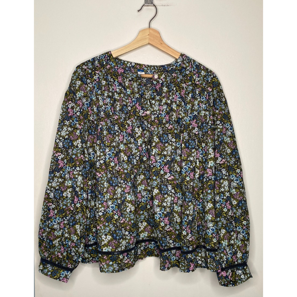 NWT Old Navy Blouse Multicolor Floral – 100% Cotton – Eyelet Detail Plus Size 3X